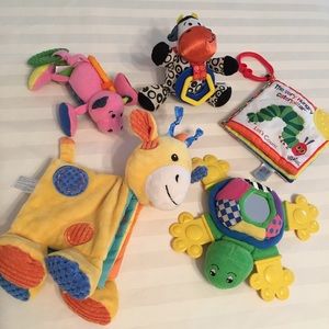 Variety of baby’s first soft toys